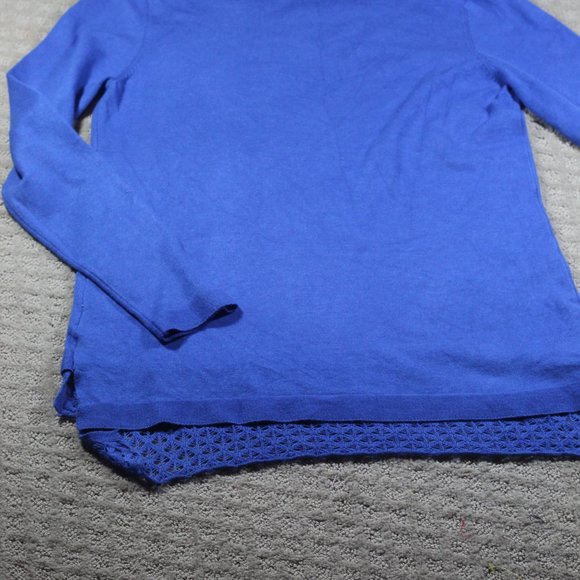 Cyrus Size S Royal Blue Round Neck Crochet Hem Sweater - Picture 3 of 5